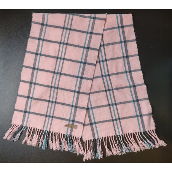 100% Cashmere Scarf Pink Plaid Tartan Made In England Classiccore 64 x 11.5 In - Picture 1 of 8
